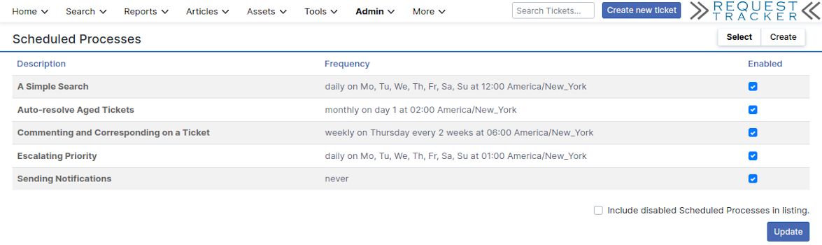 List Scheduled Processes